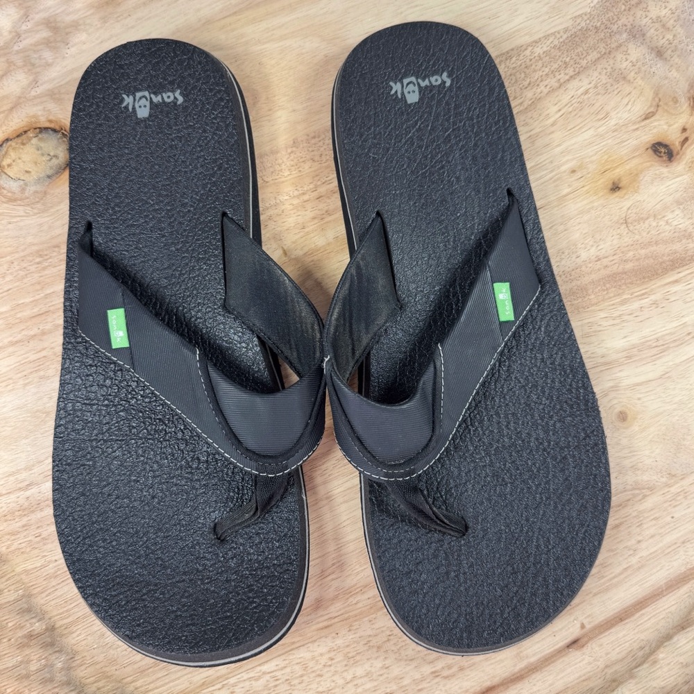 Sanuk Beer Cozy Yoga Mat Flip Flops Thong Sandals Black Mens Size 13 SMS2839C - Picture 10 of 10